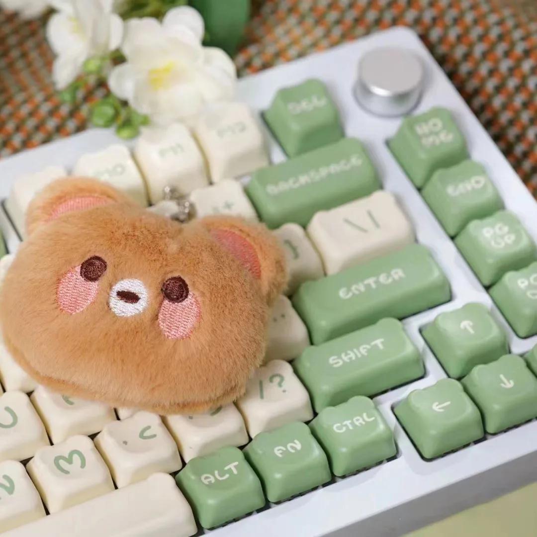 귀여운 곰 122 키 녹색 키캡, OEM 프로필 더블 샷 PBT 키캡, Gateron Cherry MX 스위치 기계식 게이머 키보드