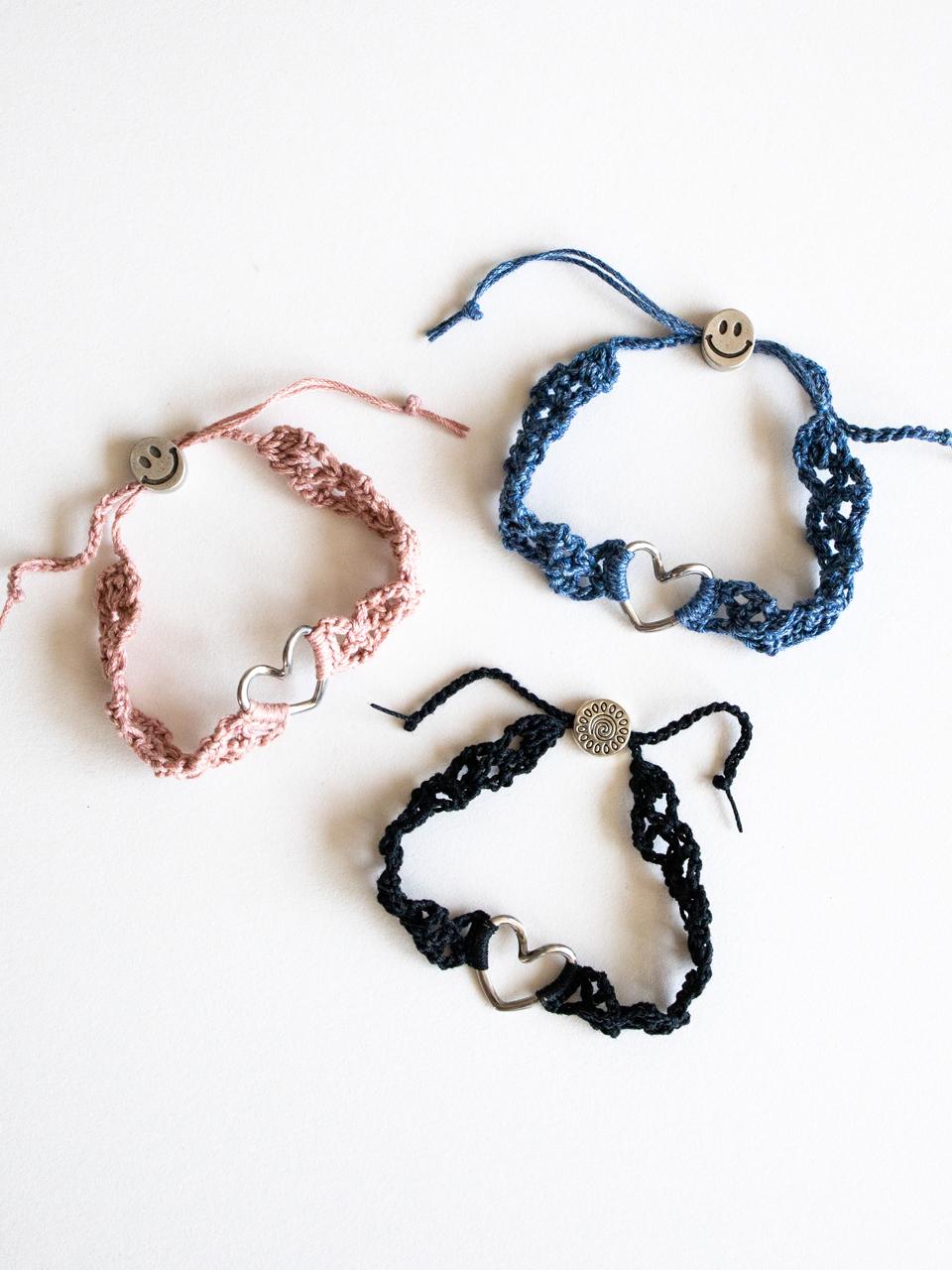 Line heart with knit bracelet (3colors)