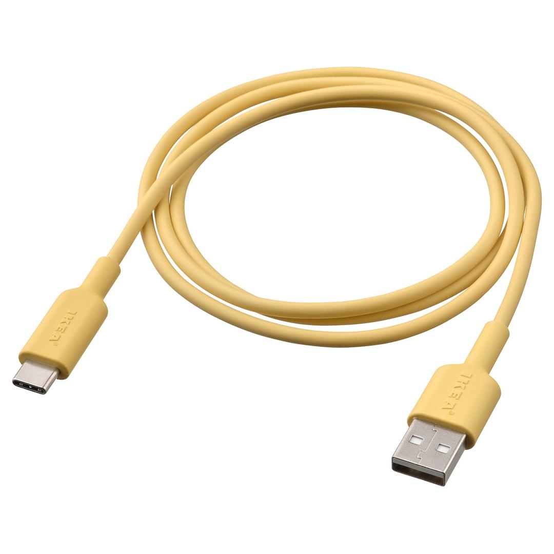 SITTBRUNN 시트브룬 USB-A to USB-C 케이블 - 라이트옐로 1 m