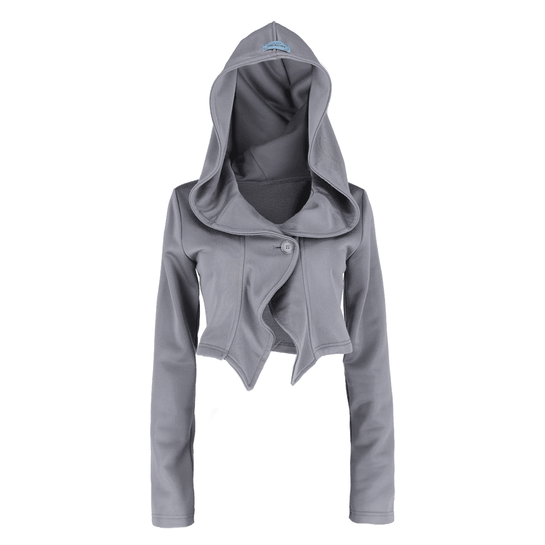 Shiny Stone Hooded Jacket- Grey