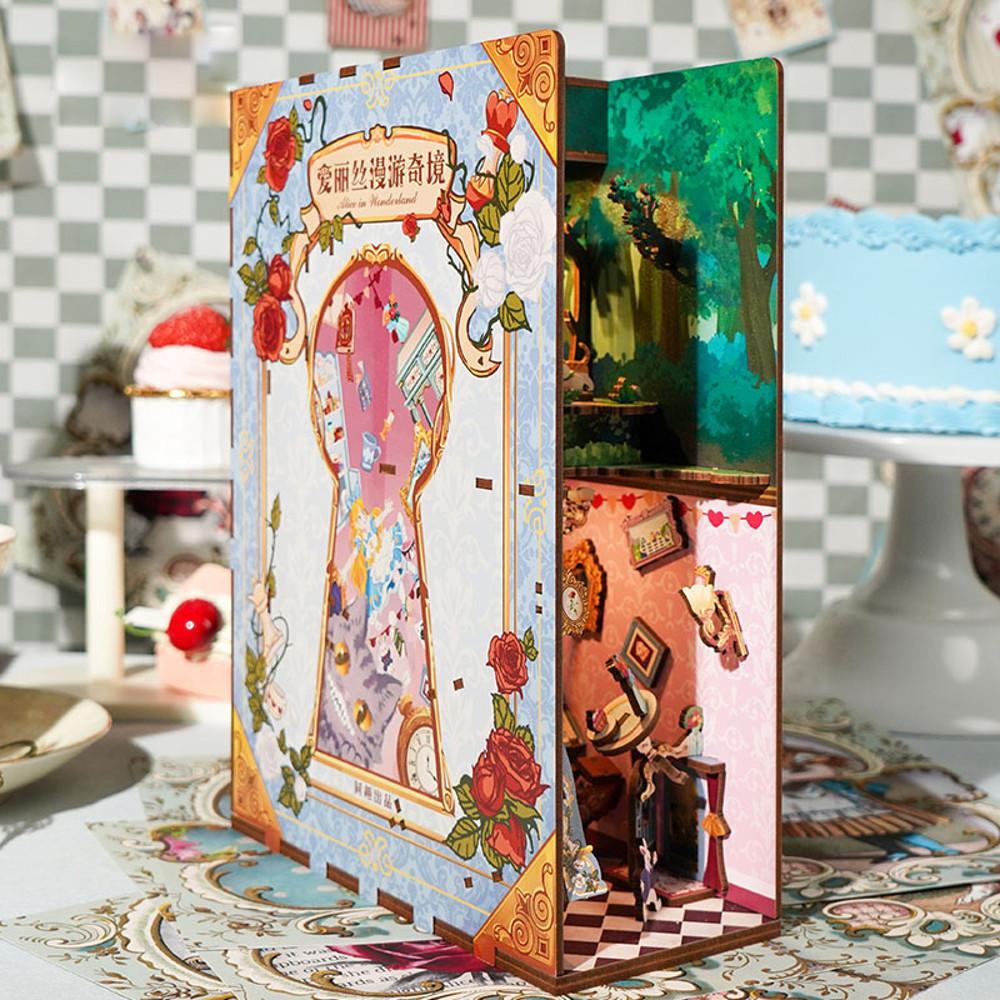 DIY 북엔드 책꽂이 미니어처 조명 무드등 책장 인테리어 북눅 스탠드 이상한나라의 앨리스