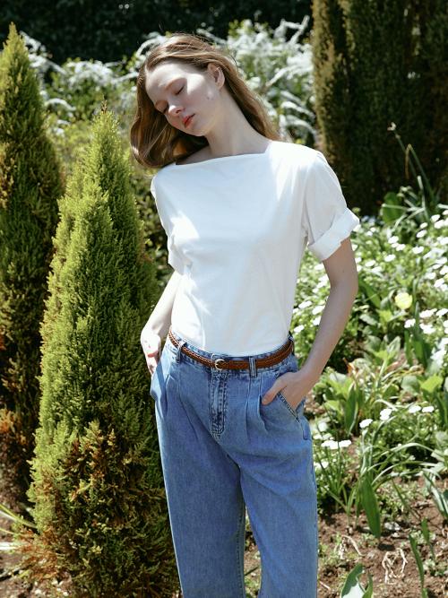 BOA basic half T-shirt_WHITE