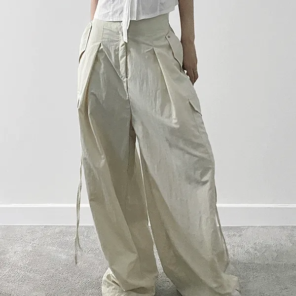 스트랩 와이드 나일론 벌룬 카고 팬츠