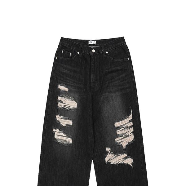 [3/5 예약배송] Faye Damage Jeans - Black