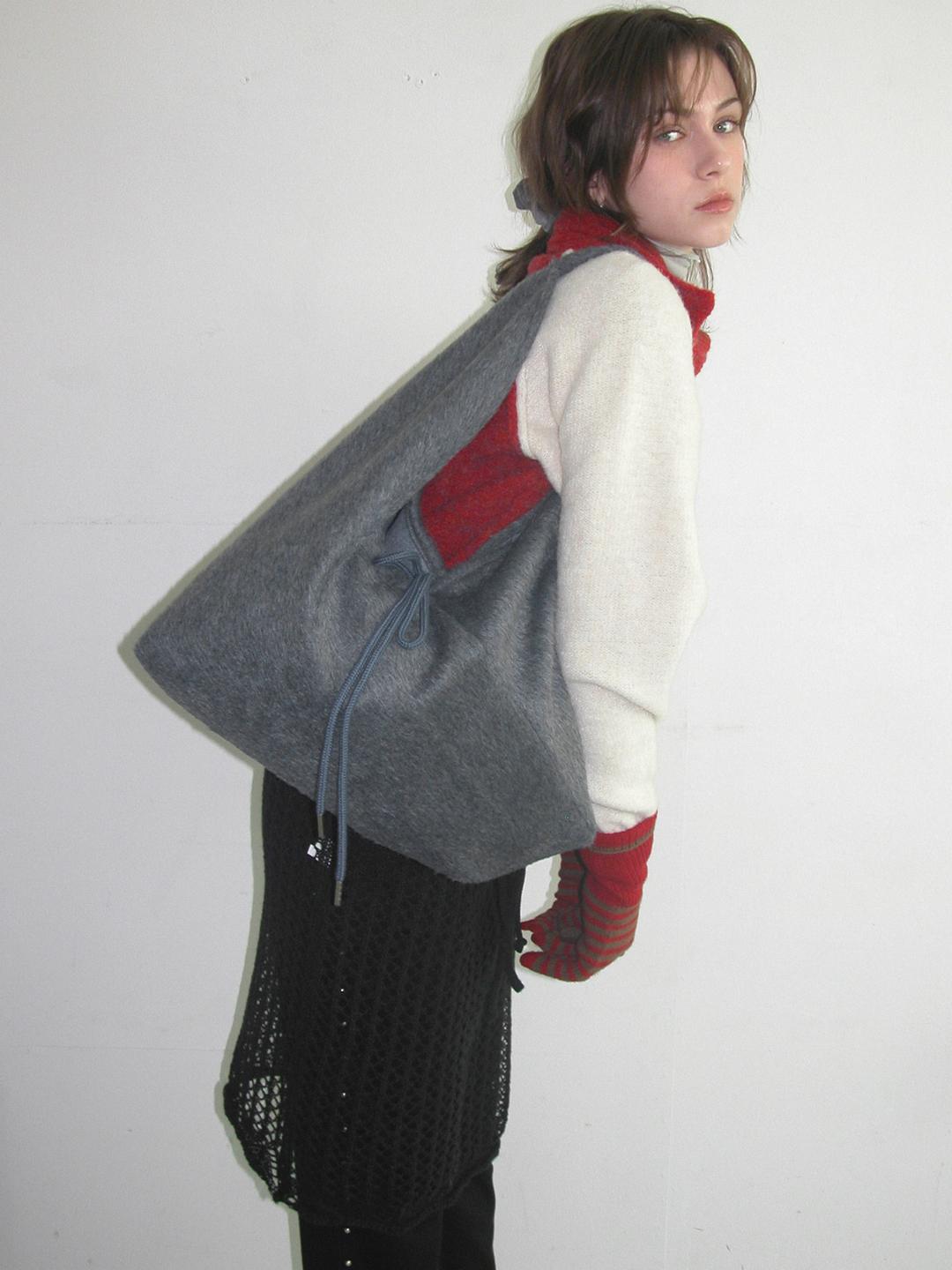 Jeanne  Angora Fur Shoulder Bag_Melange Grey