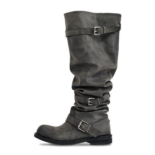 [10월17일 예약배송] Knee-High Slouchy Long Boots_Dusty Grey
