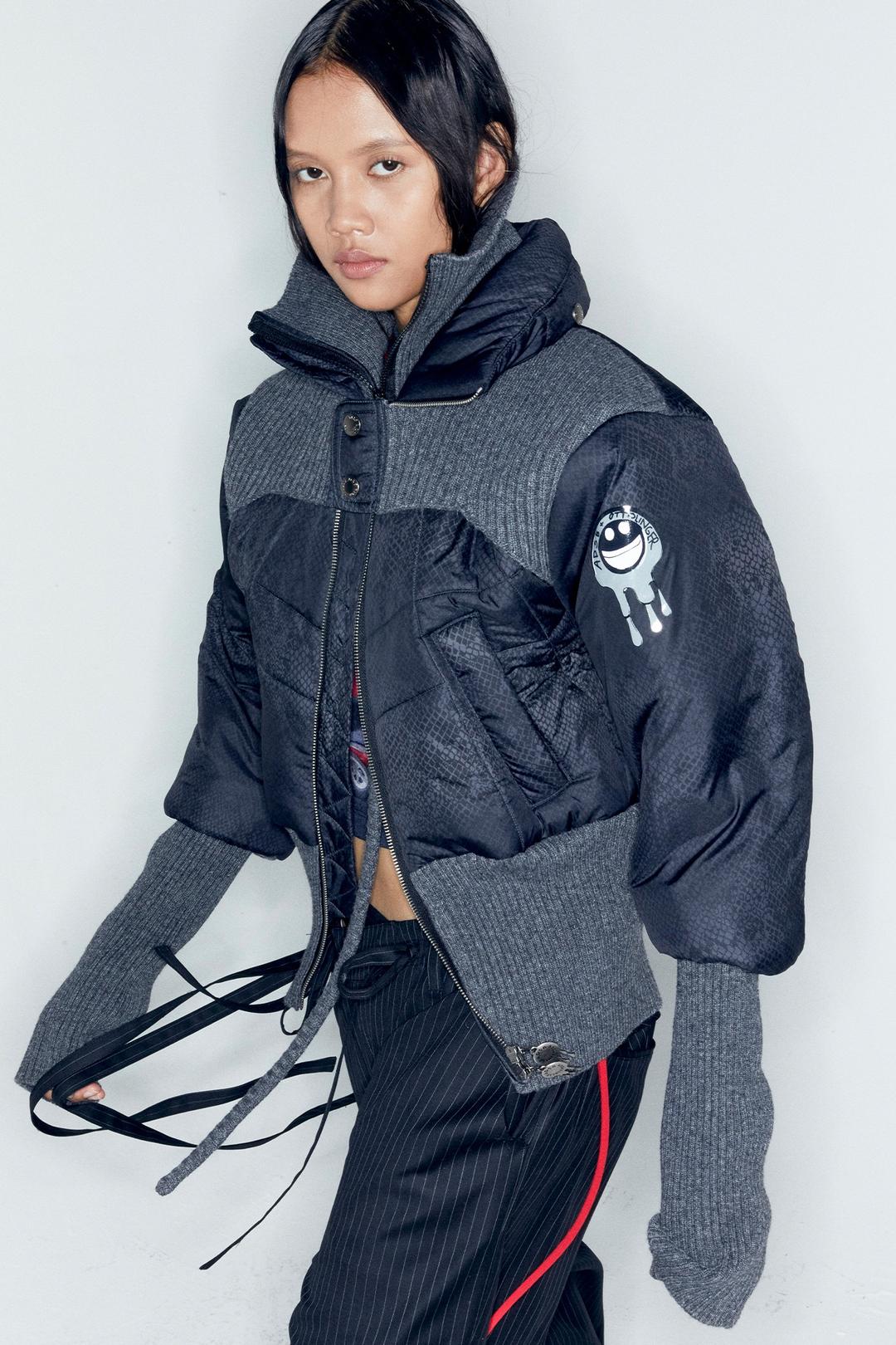 ADSB X OTTOLINGER RIB POINT PUFFER JACKET awa669w(CHARCOAL)