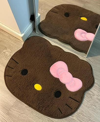 키티 브라운 발매트 귀여운 캐릭터 고양이 러그