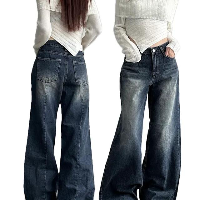 [🖤블랙컬러추가🖤] 뒷 절개 데님 와이드 팬츠 (3size) - 청바지,데님,워싱,와이드팬츠,부츠컷팬츠,롱팬츠