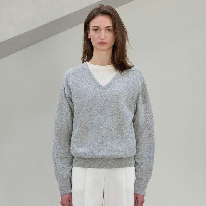 [Cashmere] Dolce V-Neck Knit - Light Gray