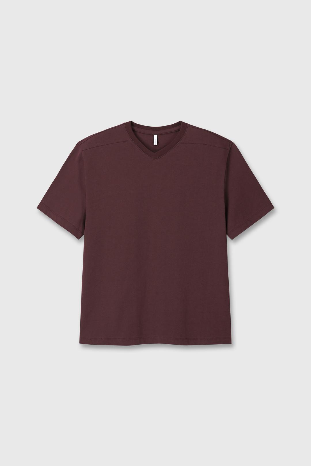 Mono v neck t-shirts(Burgundy)