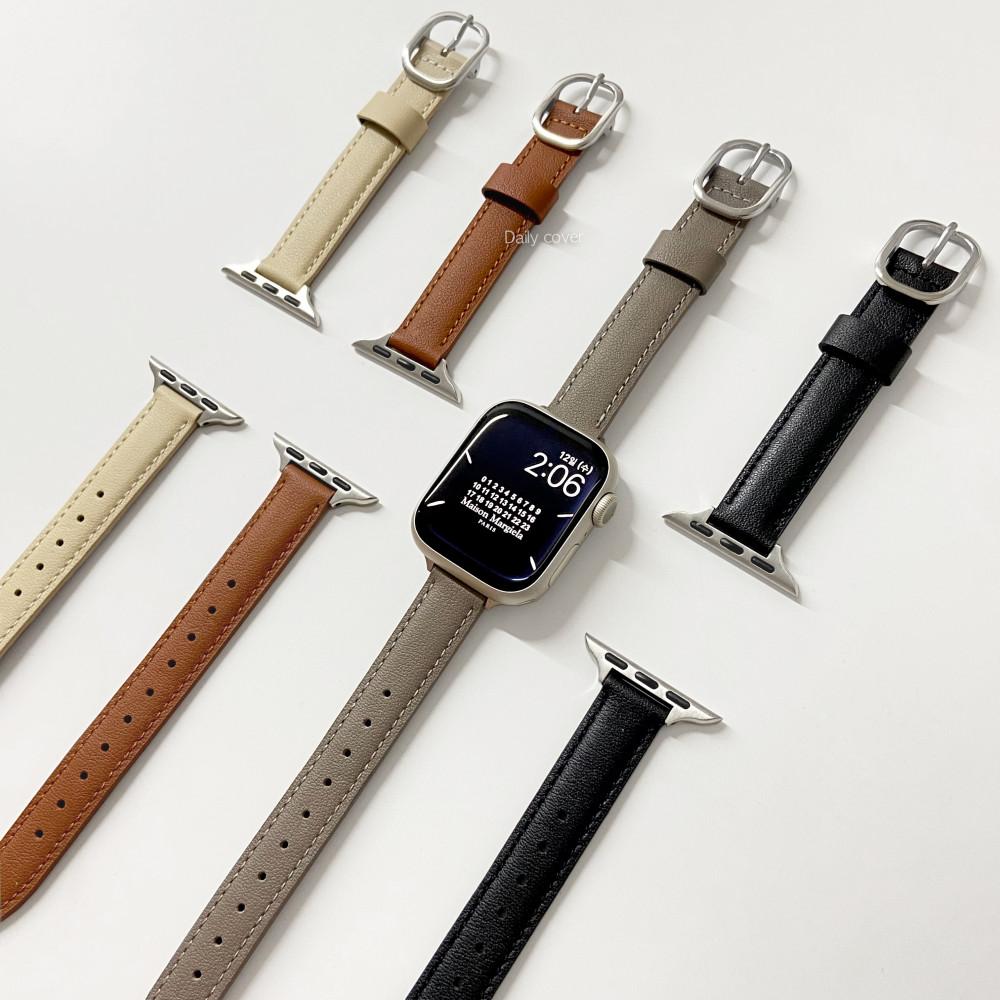 애플워치 라운드 버클 가죽 스트랩 슬림 밴드 레더 에토프 시계줄 데일리커버