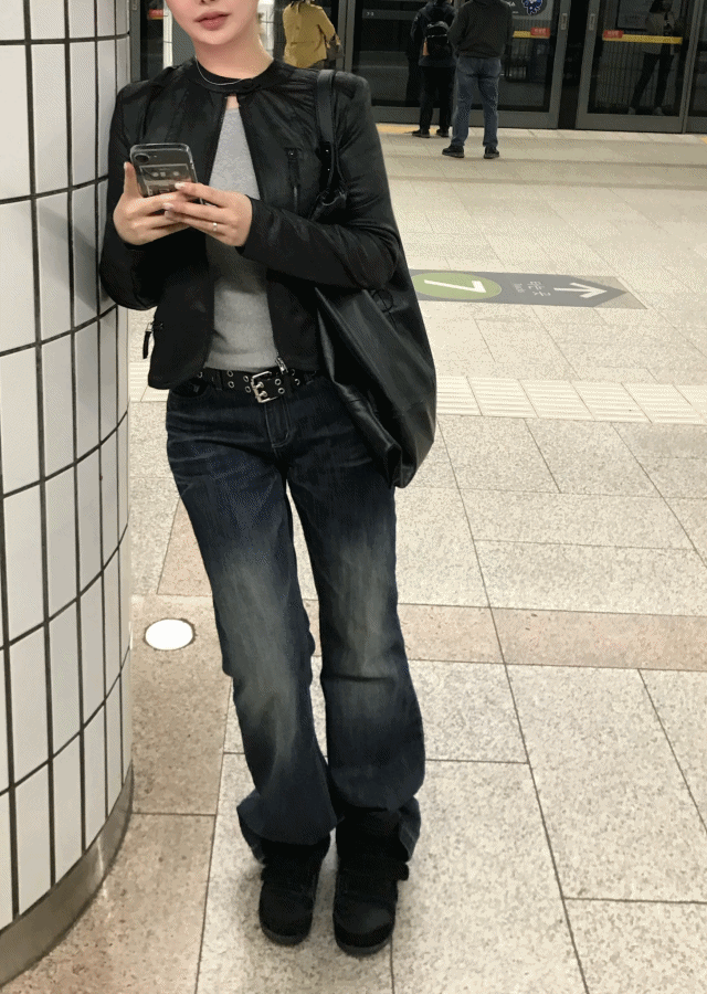 (OOTJ) 딥시 딥워싱 로우 세미 부츠컷 팬츠