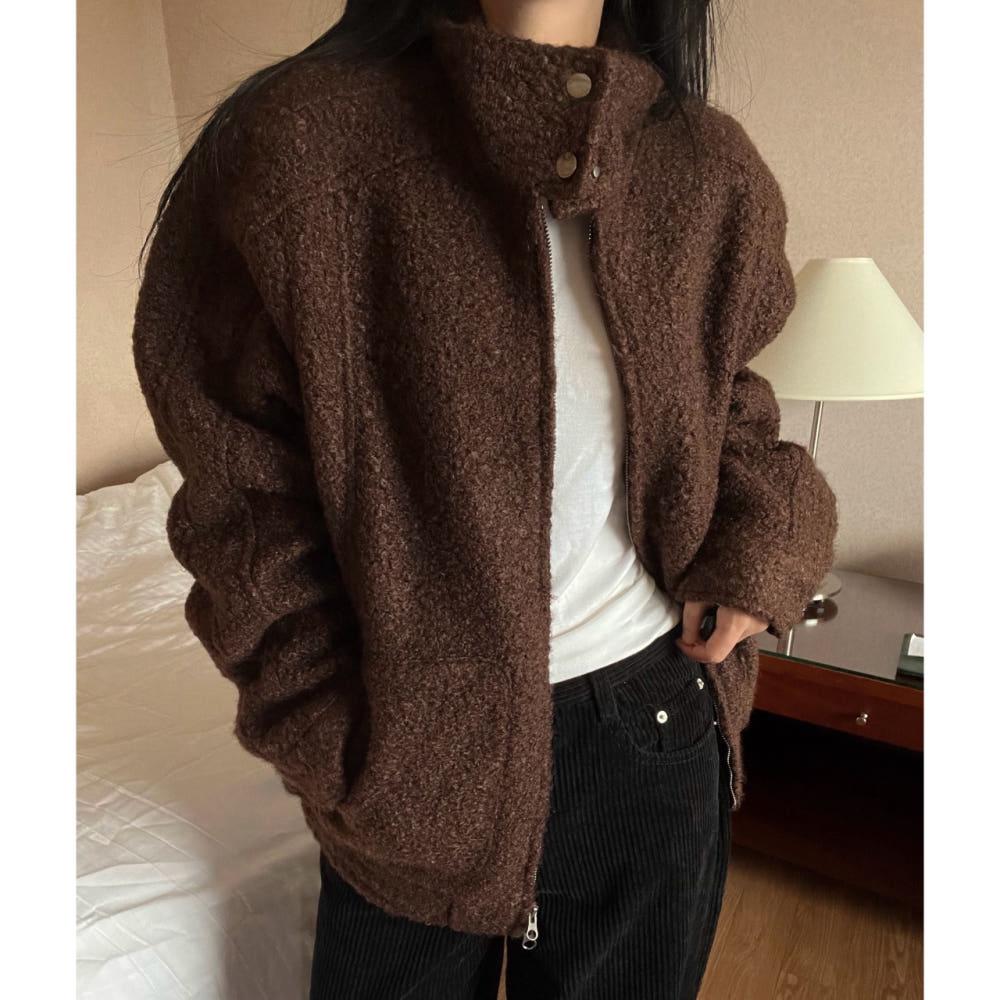 boucle quilted jumper 부클 절개 하이넥 점퍼 (2color)