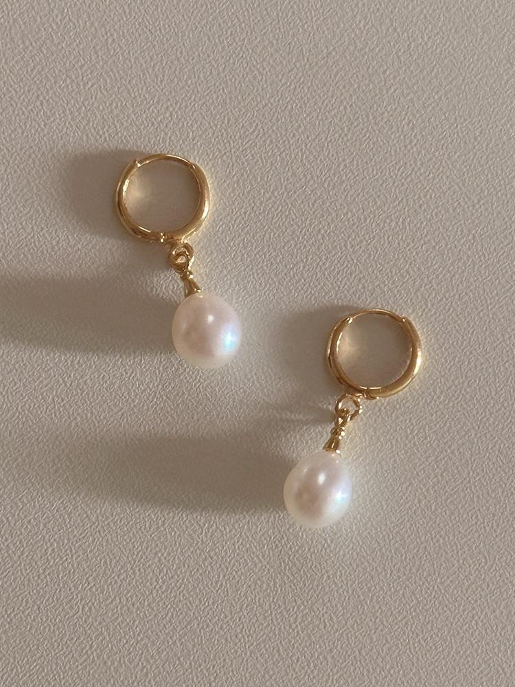 (실버925) tender pearl earring 담수진주 원터치 골드 귀걸이