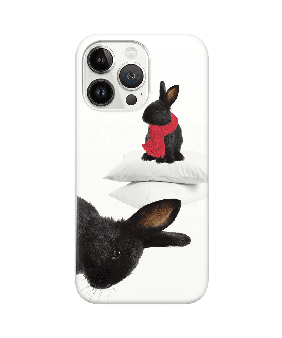 [Phone case] Muffler black bunny