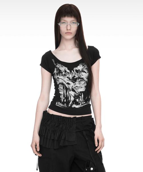 SLIP X-RAY PRINTED T-SHIRT BLACK