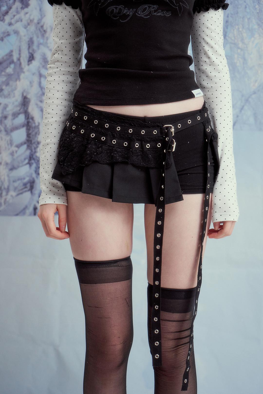 EYELET PLEATS BELT (BK)