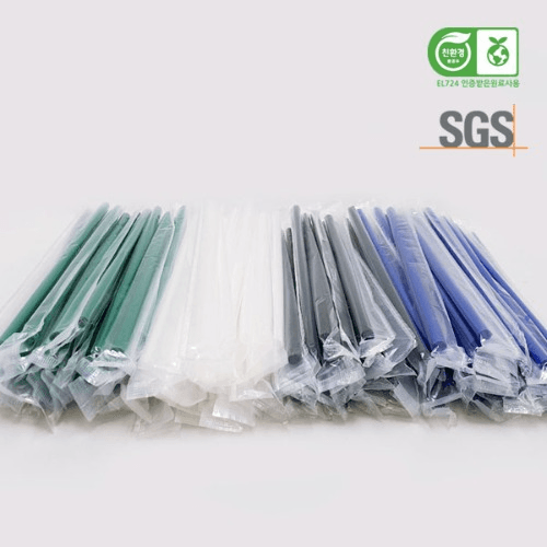[엔젤그린]도원바이오테크 국내생산 옥수수빨대 PLA생분해비닐 개별포장 6파이 벌크500개/1000개~화이트/컬러선택