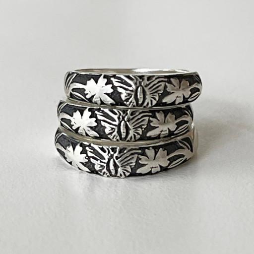 유화 나비 단풍 가락지 실버 925