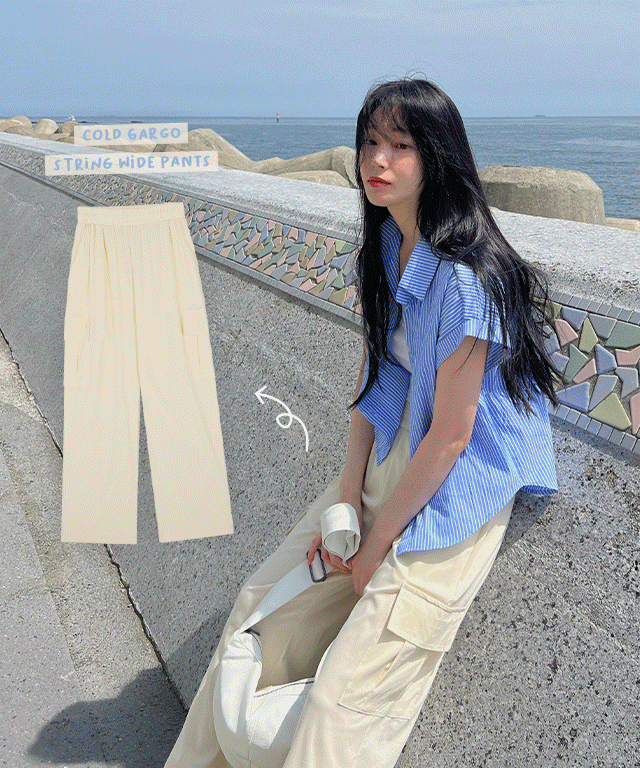[숏,롱]콜드 카고 스트링 와이드 팬츠 - 5color