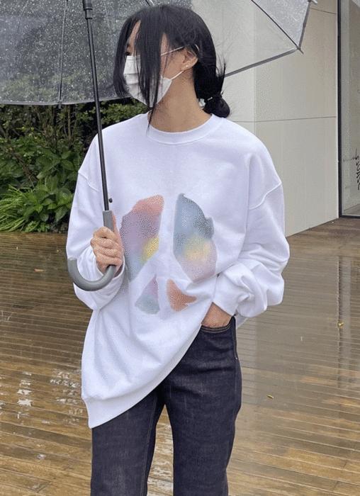 바니 나염 오버핏 맨투맨
