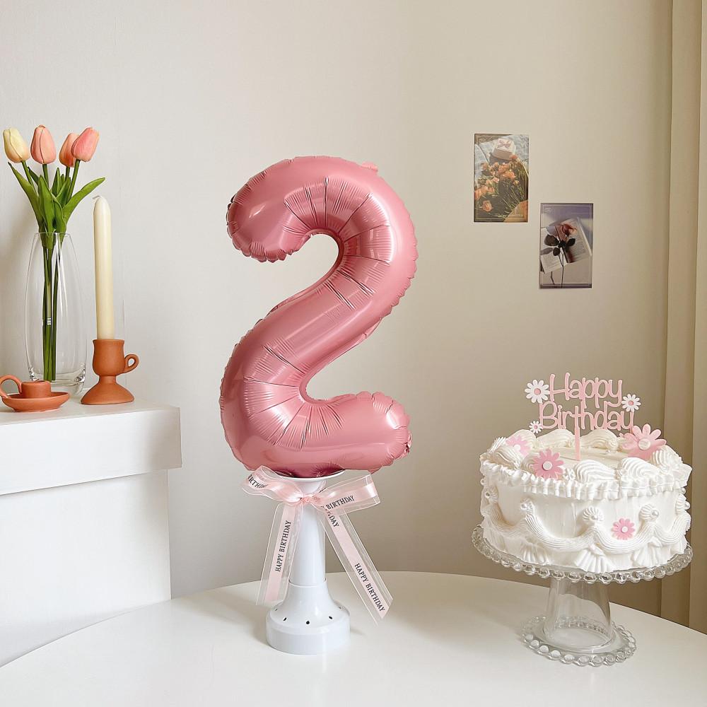 숫자 풍선 스탠드 세트 핑크 2 생일파티 숫자풍선 셀프돌상 기념일