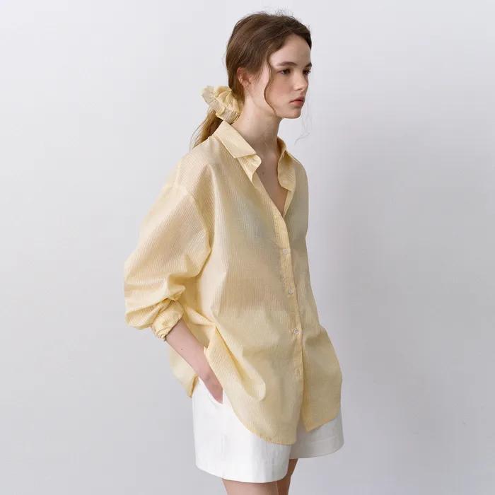 [지연 착용][스크런치 SET]프레셔 스트라이프 시어셔츠 3Color