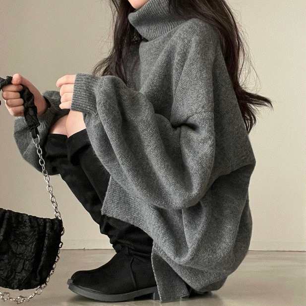 [단독!재오픈🔥/굿퀄리티] 오믈렛 목폴라 니트 원피스 - ops