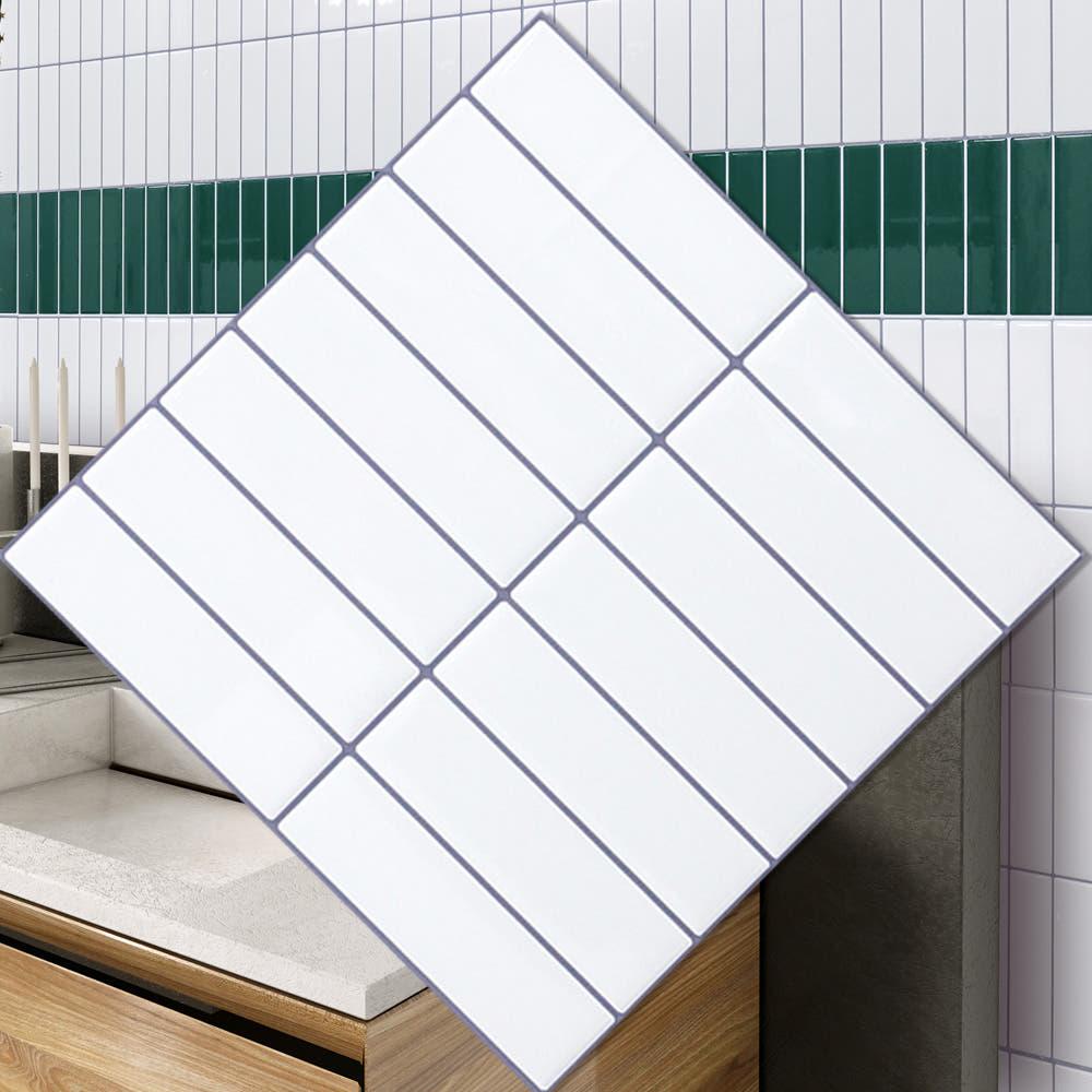 우레탄 입체 스티커 주방 타일 직사각 화이트스틱S