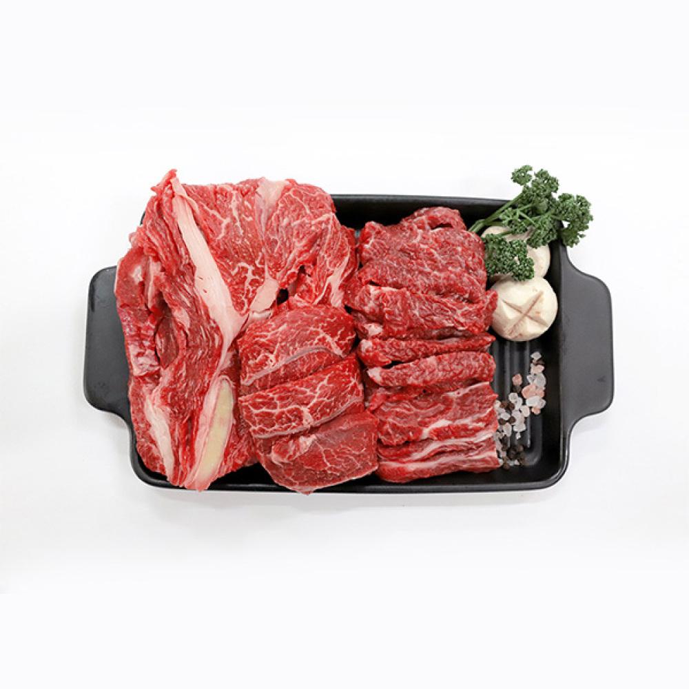 [롯데백화점]1등급 소고기 한판 커플세트 3호 600g(꽃등심200/갈비살200/부채20