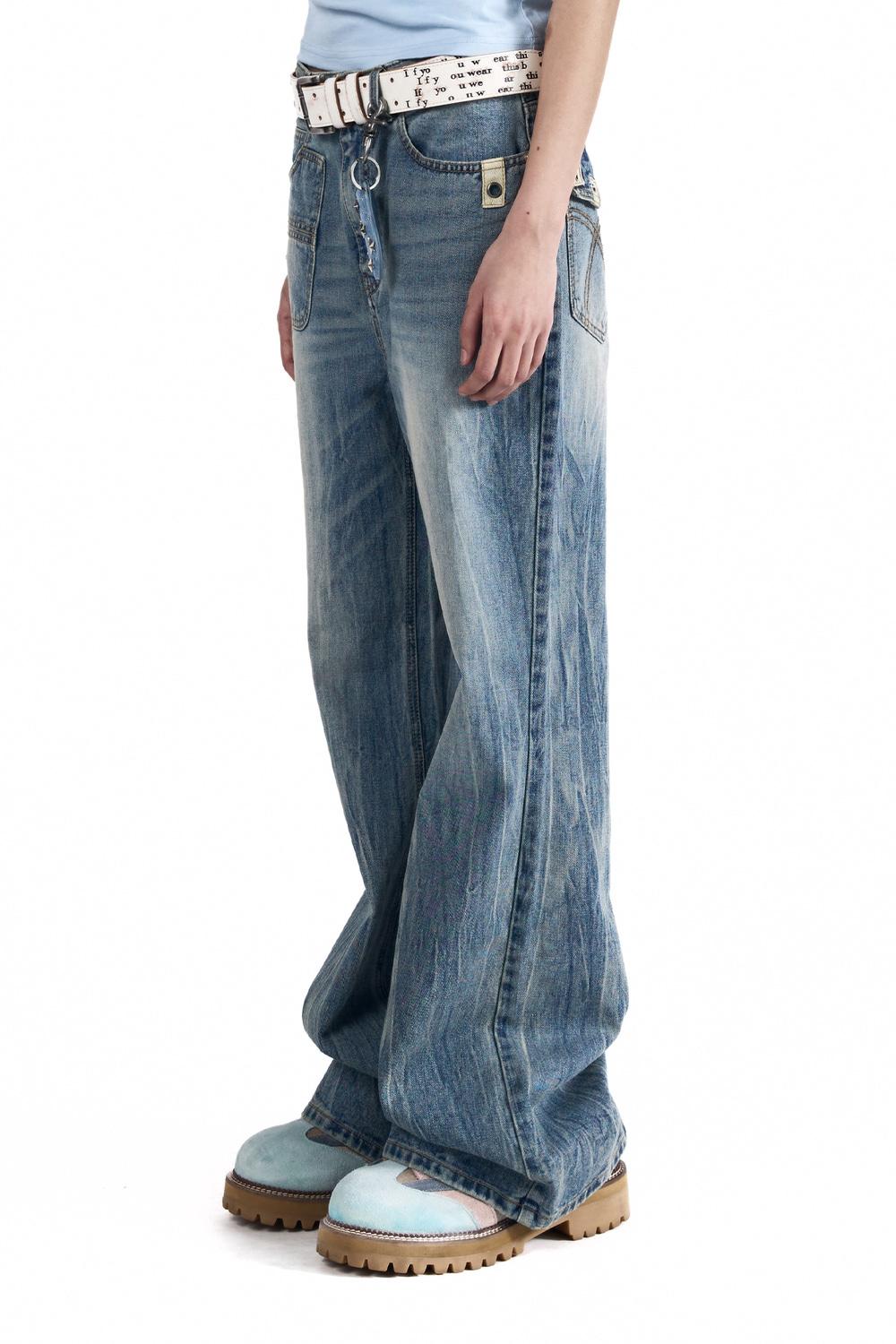 Double Pocket Taped Denim Pants (Sky Blue)