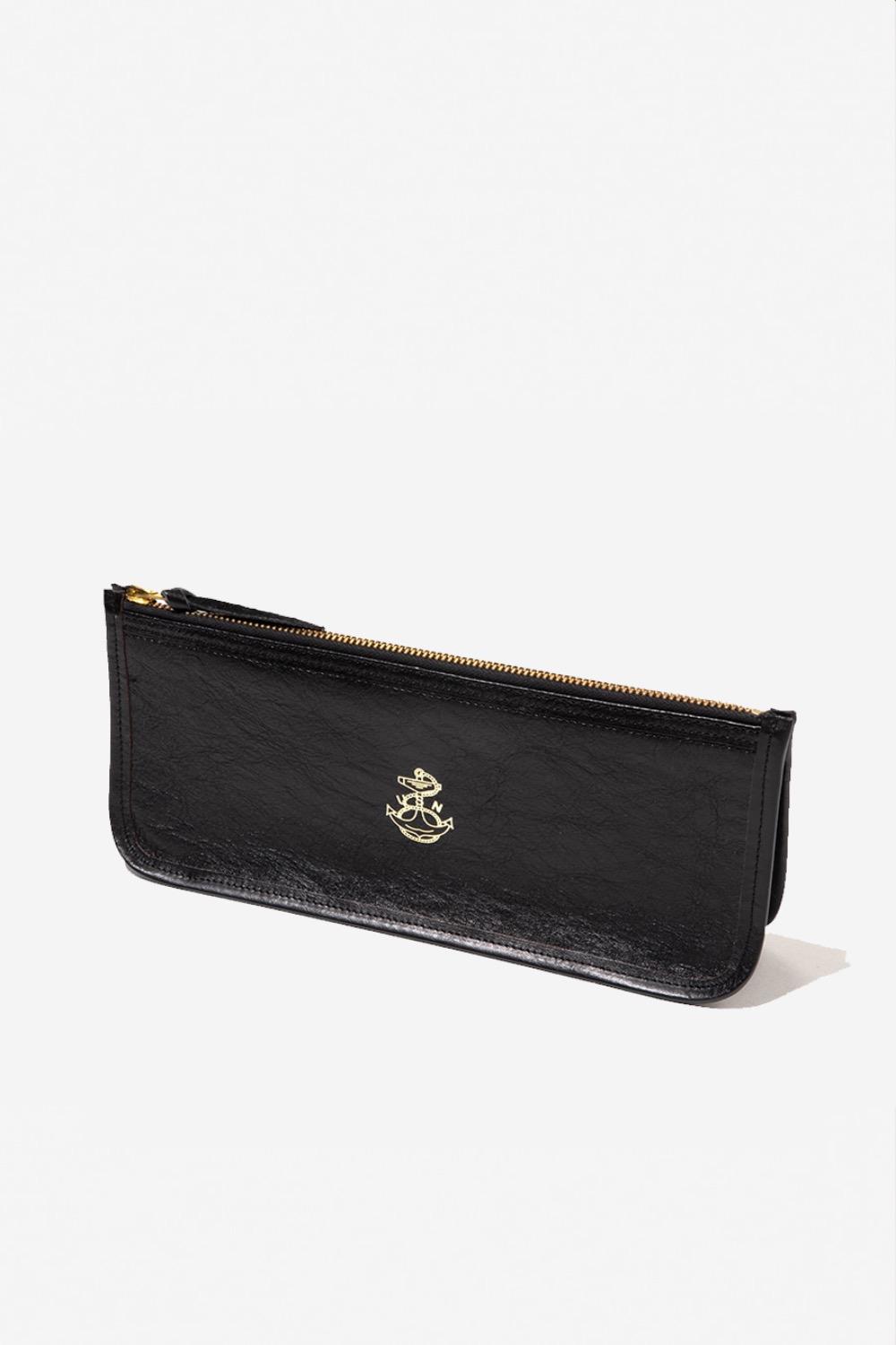 HORSEHIDE LARGE ZIPPER WALLET BLACK