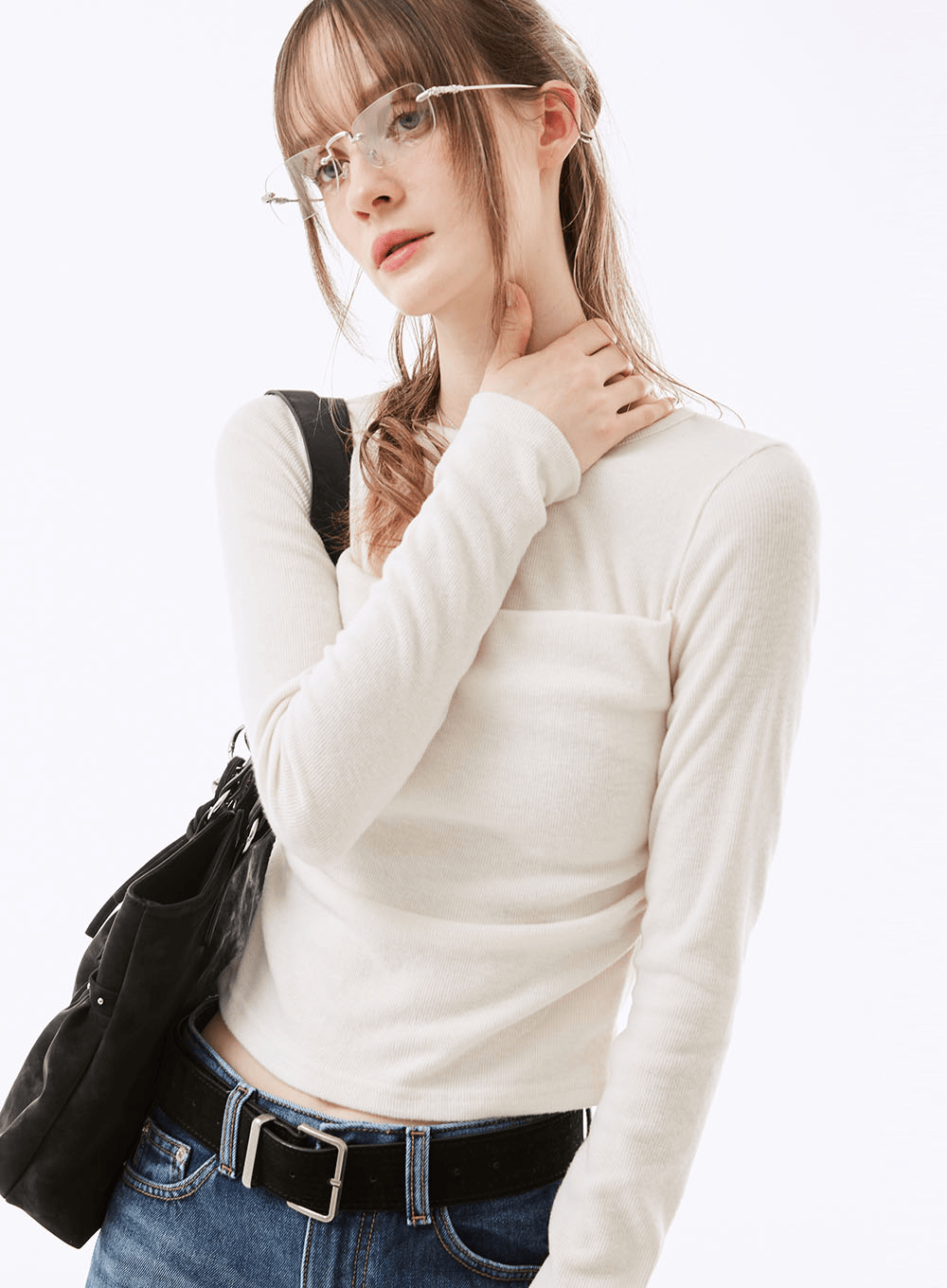 스피어 기모 셔링 긴팔티