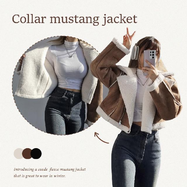[최저가!] 뽀글 크롭 카라 무스탕 자켓 - 3color