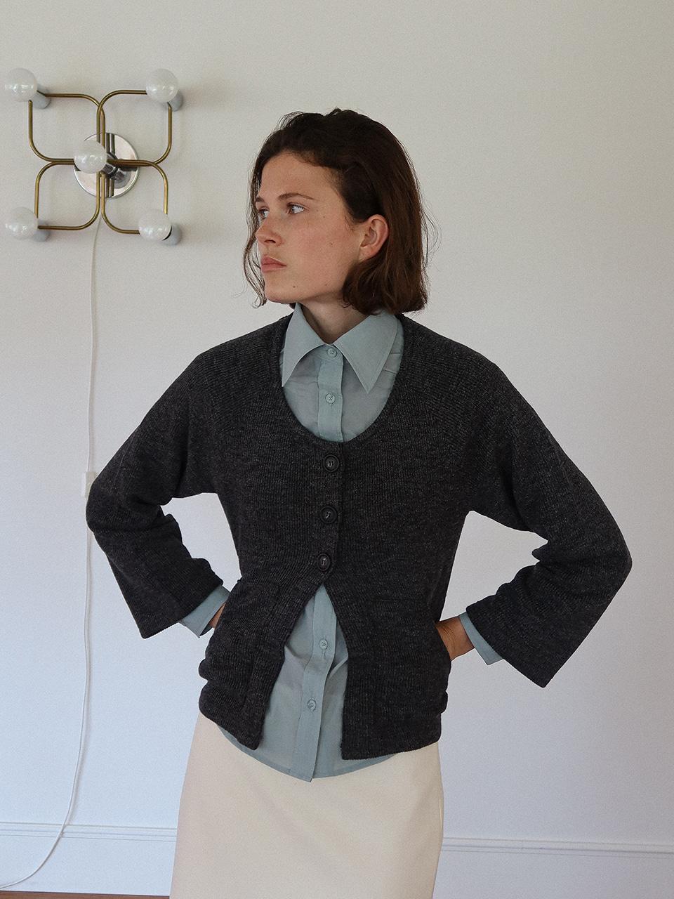 button raglan cardigan - grey