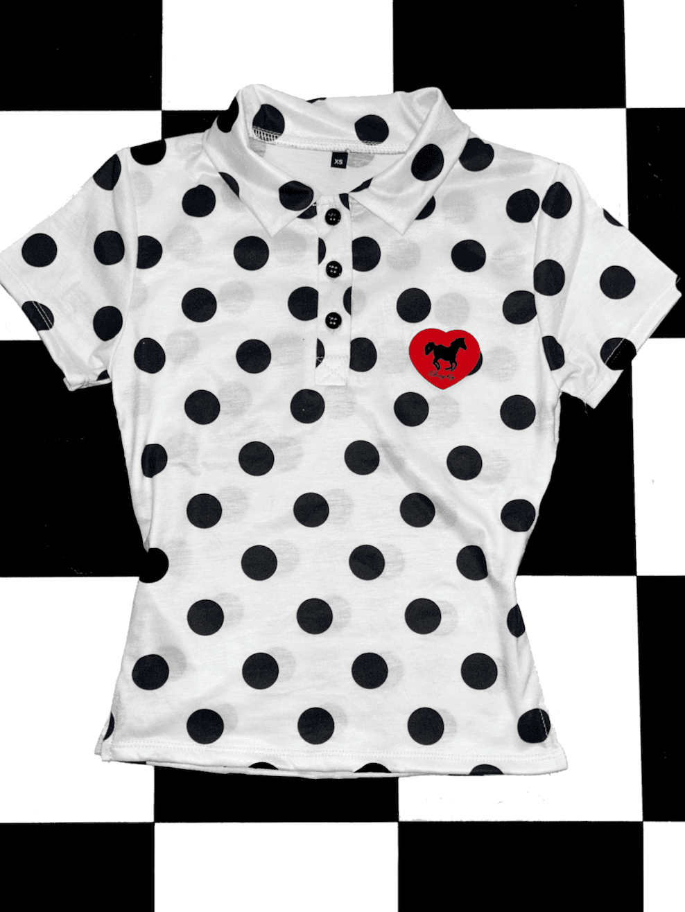 HORSE POLO IN WHITE POLKA