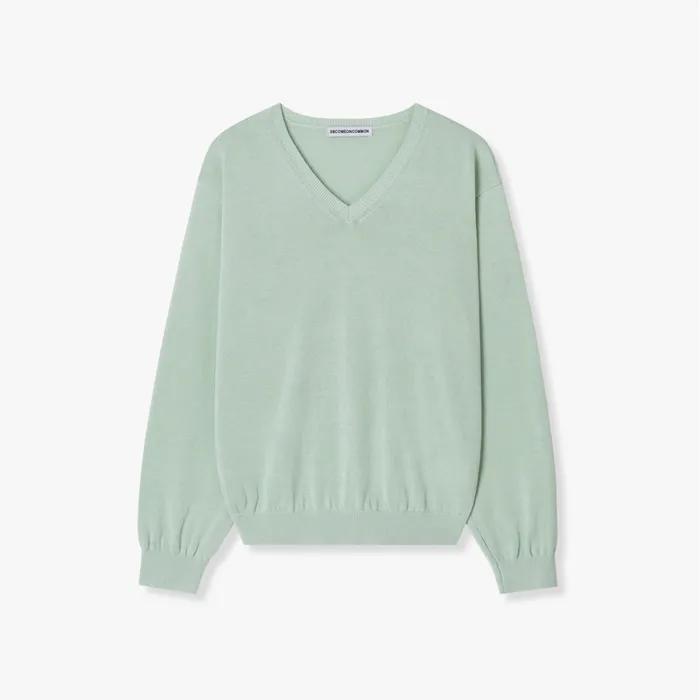 Regular Cotton V-Neck Knit (Mint)