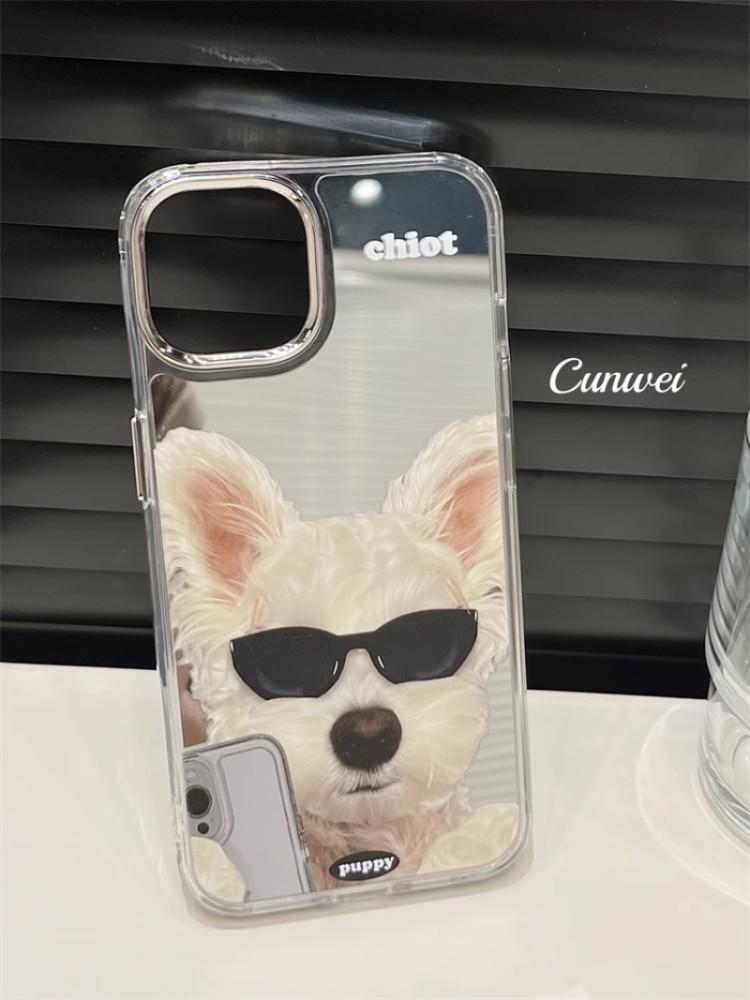강아지 아이폰 케이스 14 13 12 프로 맥스 선글라스 하드 미러케이스
