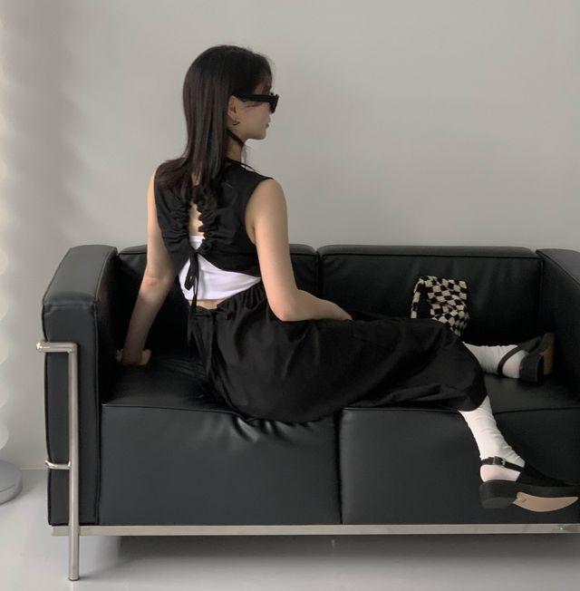 인기/추천* 모니카 린넨 백 트임 리본 롱 나시 원피스 [3color] _디코럼