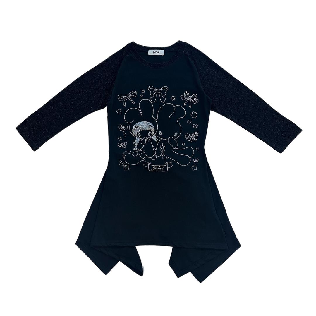 SS24 FLARED RAGLAN T-DRESS (BLACK)