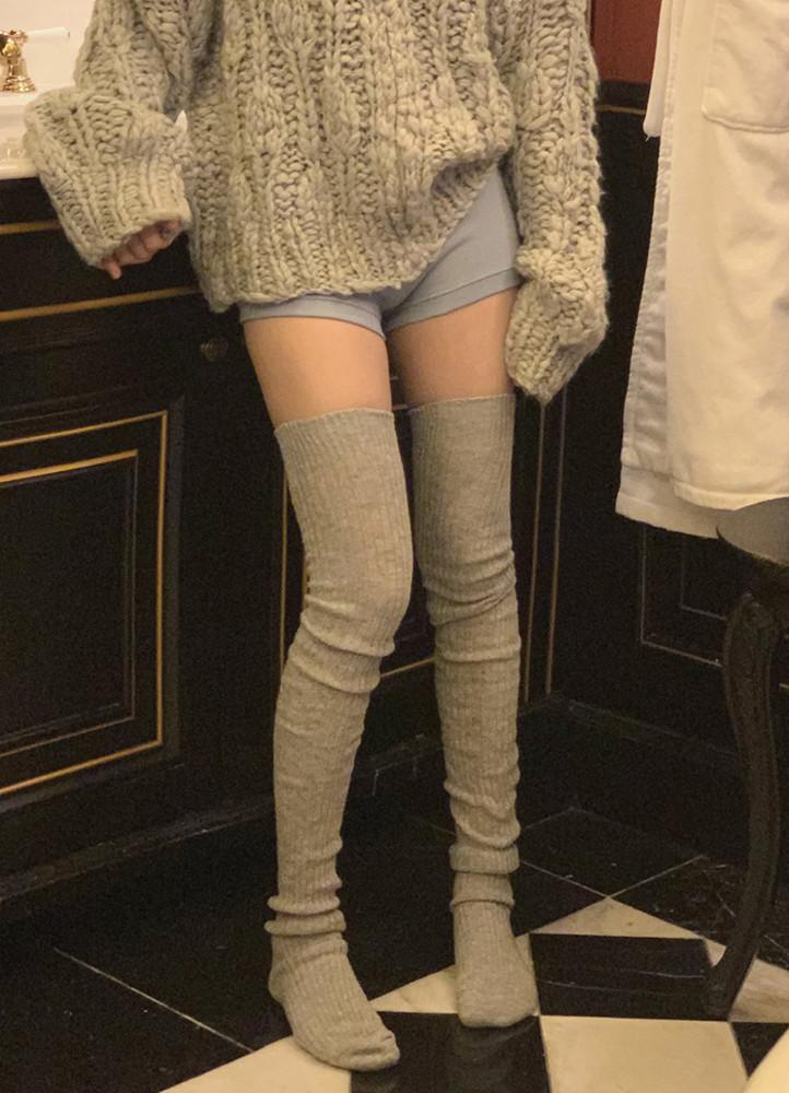 제이키치 루즈 골지 니삭스 - 아이보리 핑크 그레이 블랙