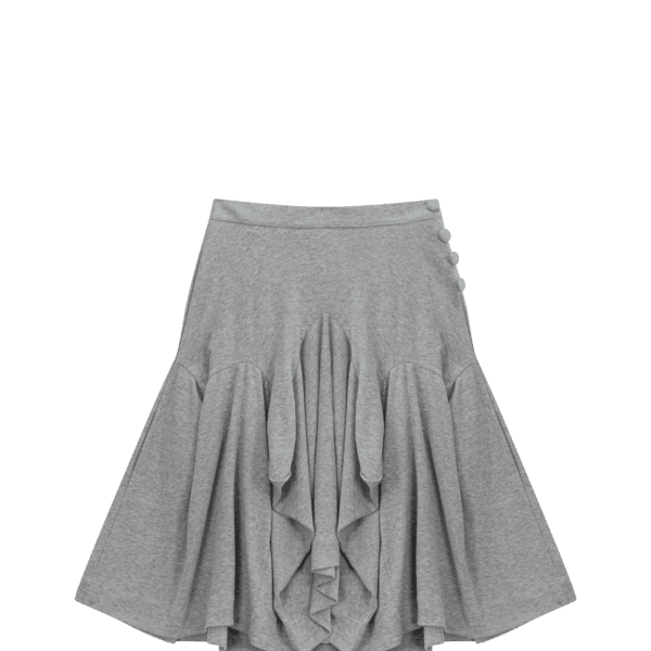 wave curved button midi skirt