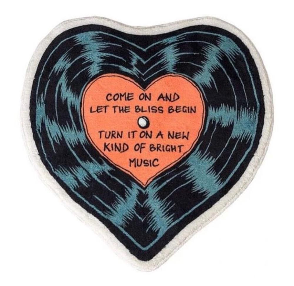 데데리트 빈티지 레트로 하트 LP 모양 대형 침실 사계절 물세탁 워셔블 러그 발매트 주방 매트