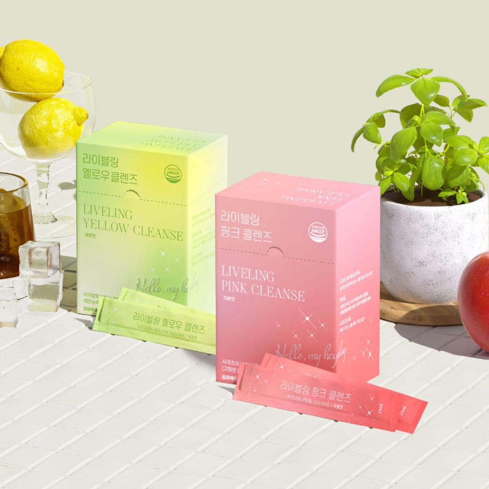 라이블링 클렌즈 핑크(자몽 맛), 옐로우(레몬 맛) 15ml 30포 [원산지:국산(전라북도 고창군)]