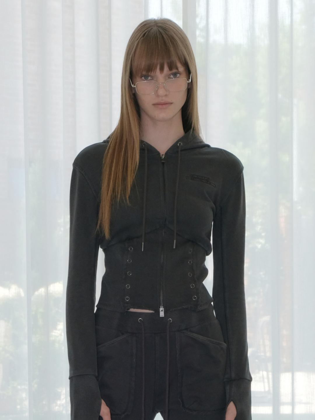 PIGMENT CORSET ZIP-UP JUMPER [CHARCOAL]