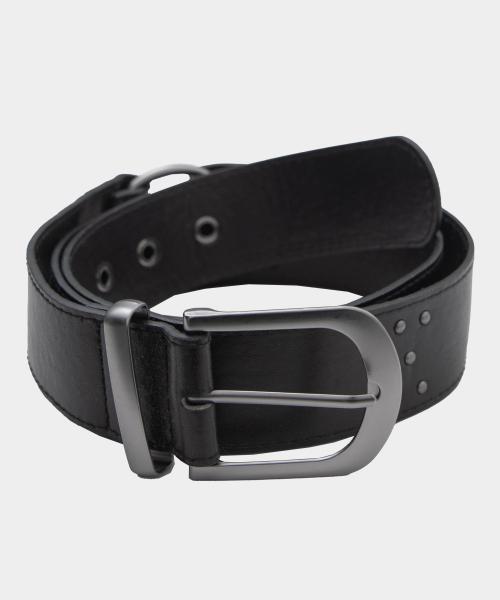 메탈 버클 아일렛 O링 스터드 레더 벨트 [블랙]
