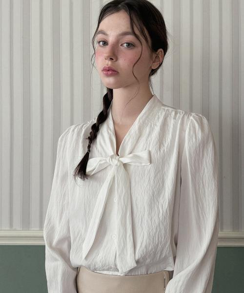 너드 타이 긴팔 블라우스