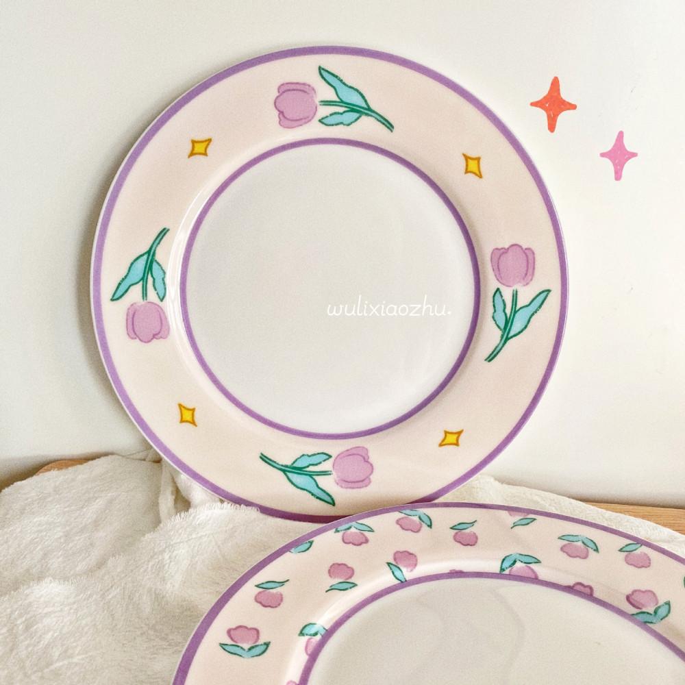 튤립 플라워 빈티지 접시 예쁜 그릇 감성 홈카페 모던 귀여운 심플 인테리어 소품