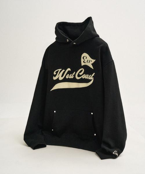 웨스트 코스트 볼륨 프린트 후드티_블랙